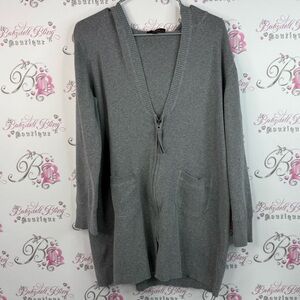 Cotton Ginny sweater zip up long style knit pockets Cozy Gray Women's Cardigan
